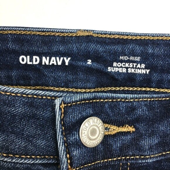 Old Navy Women's Jeans Rockstar Super Skinny Mid Rise Fray Hems size 2 length 26 - Picture 3 of 8